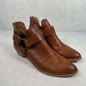 Frye Boots Womens Size 9.5 Brown Leather Western Moto Ray Harness Back Zip
